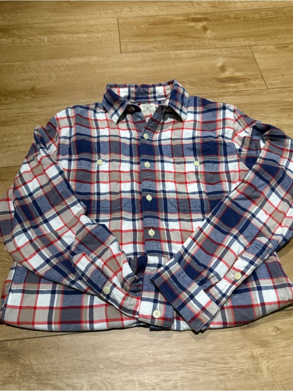 J. Crew Plaid Button-Down Shirt in Navy, White & Red